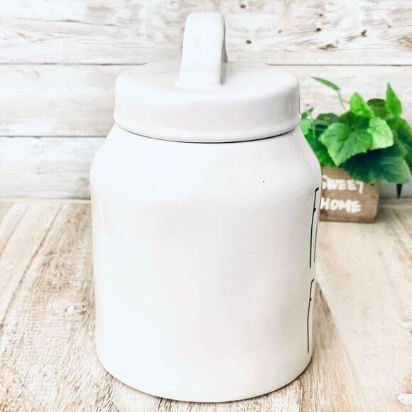 NWT Rae Dunn Gorgeous FARM FRESH White Glossy Ceramic Canister / Cookie Jar - Picture 3 of 12